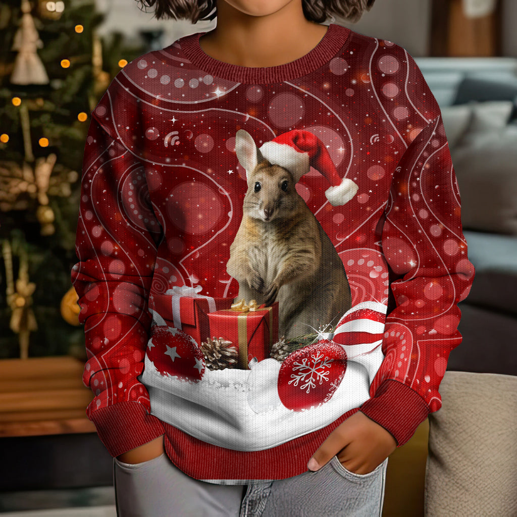 australia-christmas-wallaby-kid-ugly-christmas-sweater-aboriginal-art