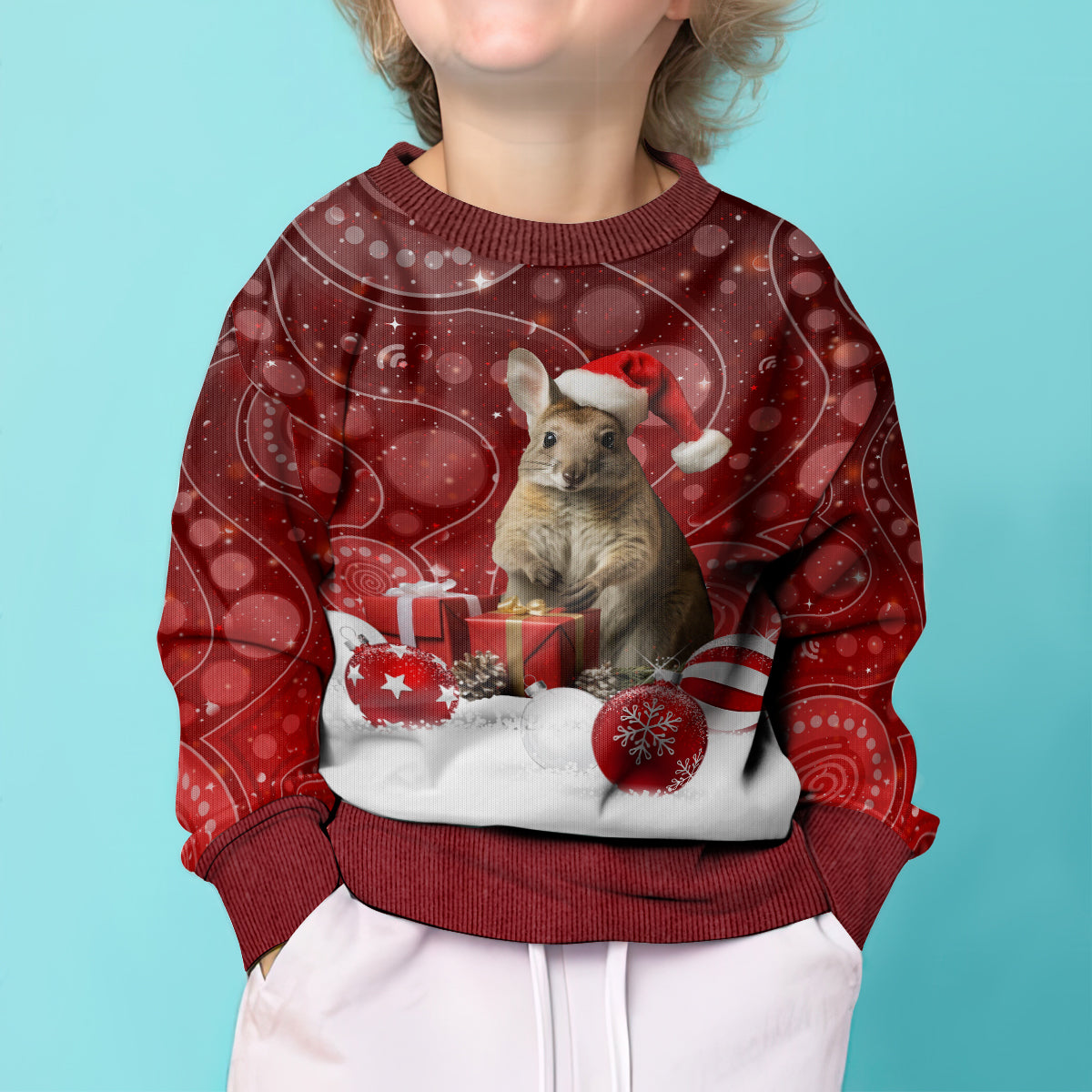 australia-christmas-wallaby-kid-ugly-christmas-sweater-aboriginal-art