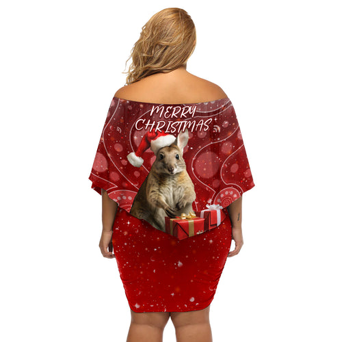 australia-christmas-wallaby-off-shoulder-short-dress-aboriginal-art