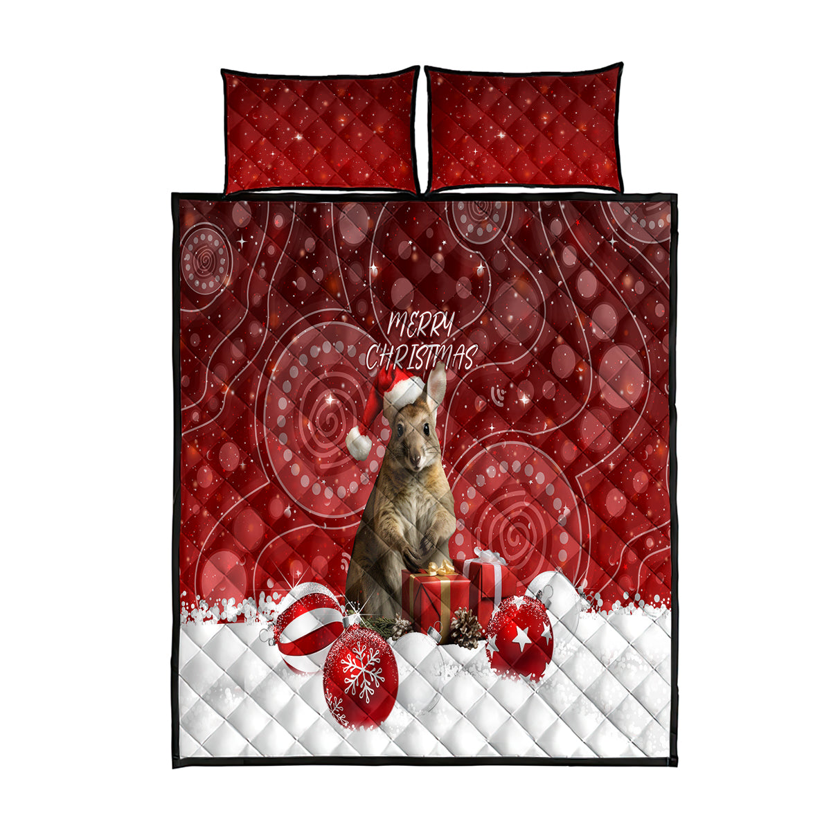 australia-christmas-wallaby-quilt-bed-set-aboriginal-art
