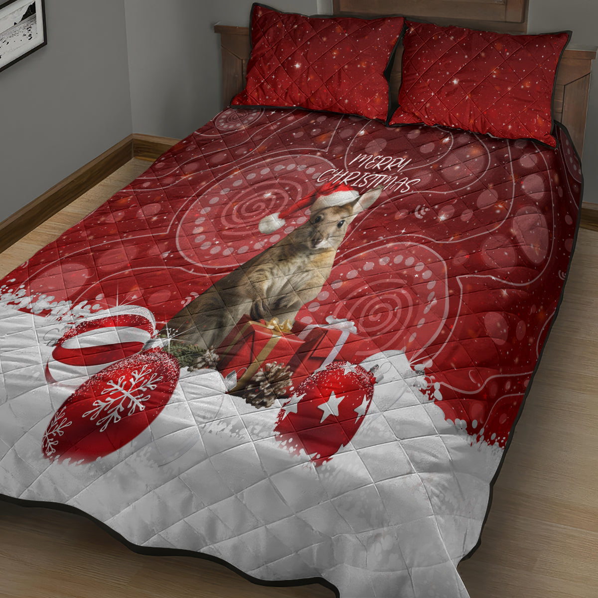 australia-christmas-wallaby-quilt-bed-set-aboriginal-art