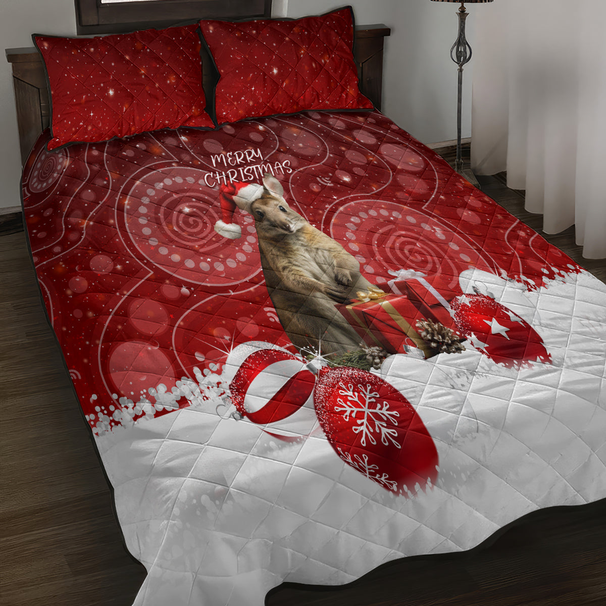 australia-christmas-wallaby-quilt-bed-set-aboriginal-art