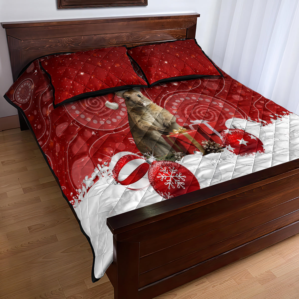 australia-christmas-wallaby-quilt-bed-set-aboriginal-art