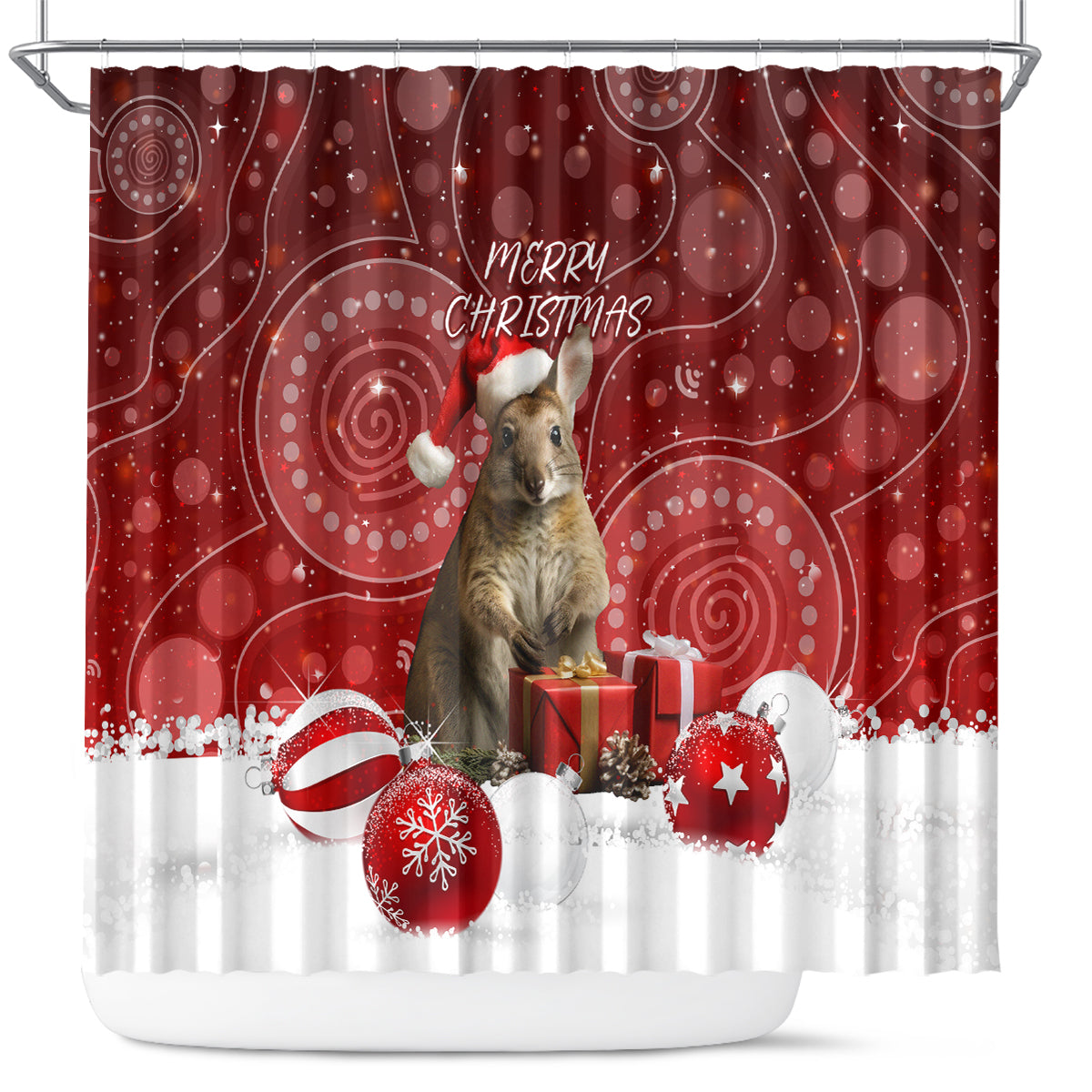 australia-christmas-wallaby-shower-curtain-aboriginal-art