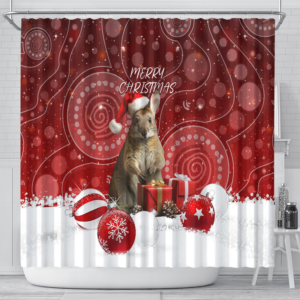 australia-christmas-wallaby-shower-curtain-aboriginal-art