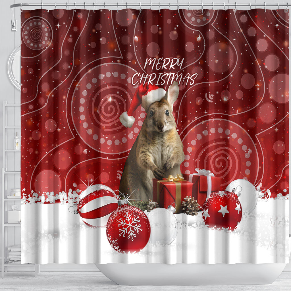 australia-christmas-wallaby-shower-curtain-aboriginal-art