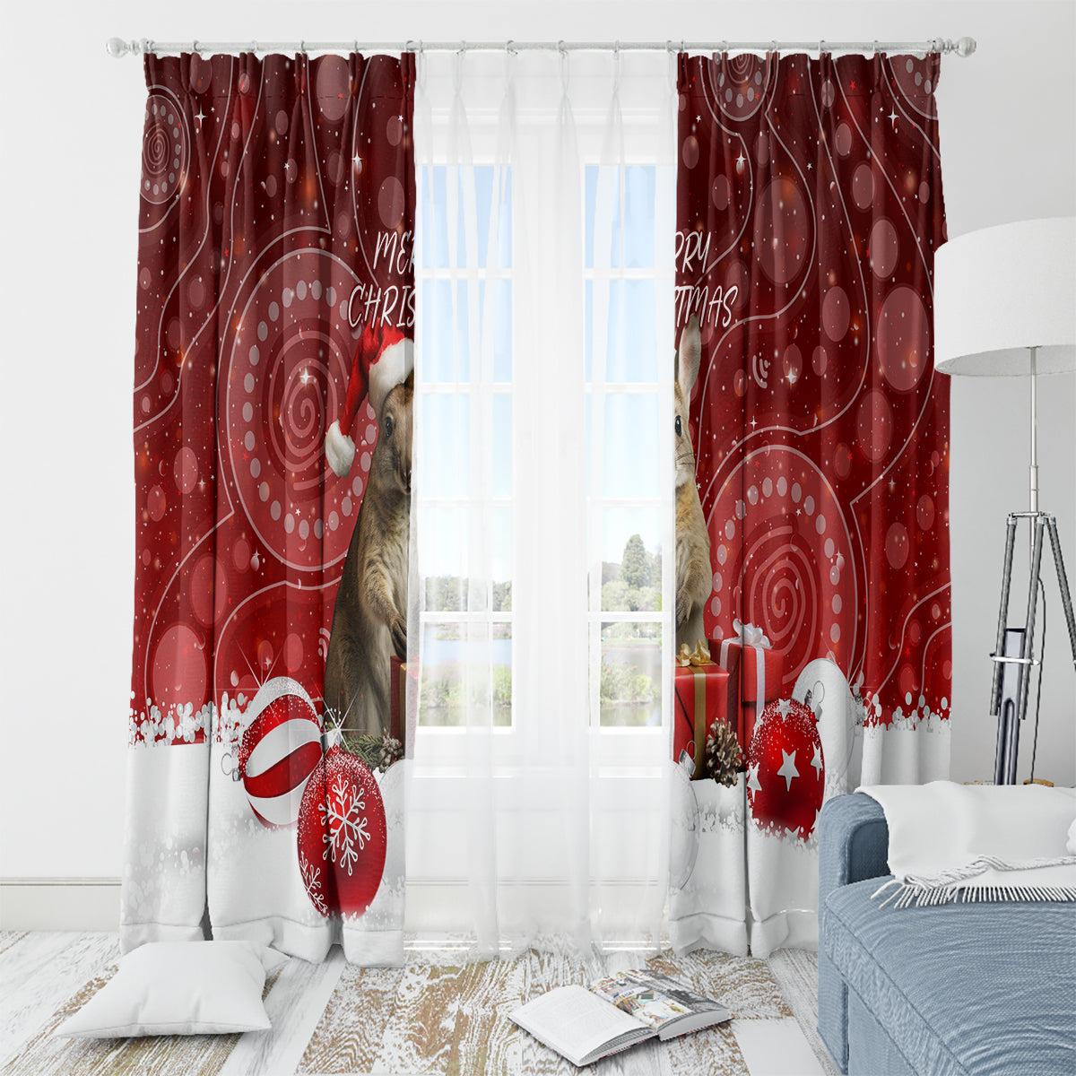 australia-christmas-wallaby-window-curtain-aboriginal-art