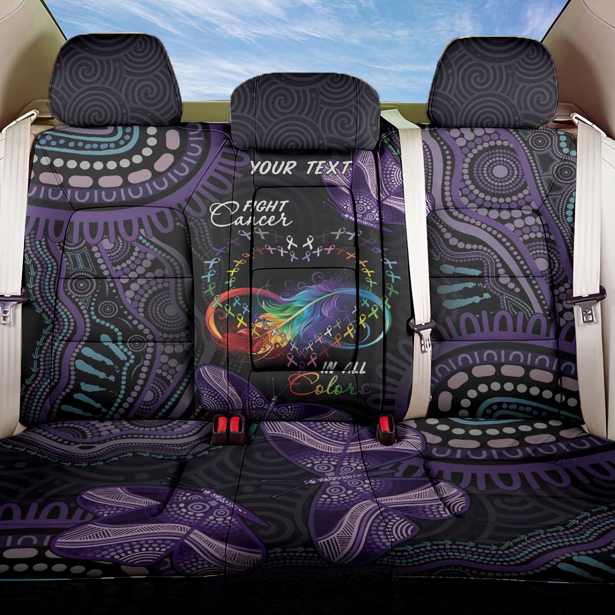 Australia Aboriginal Dot Arts Back Car Seat Cover Fight Cancer In All Colors