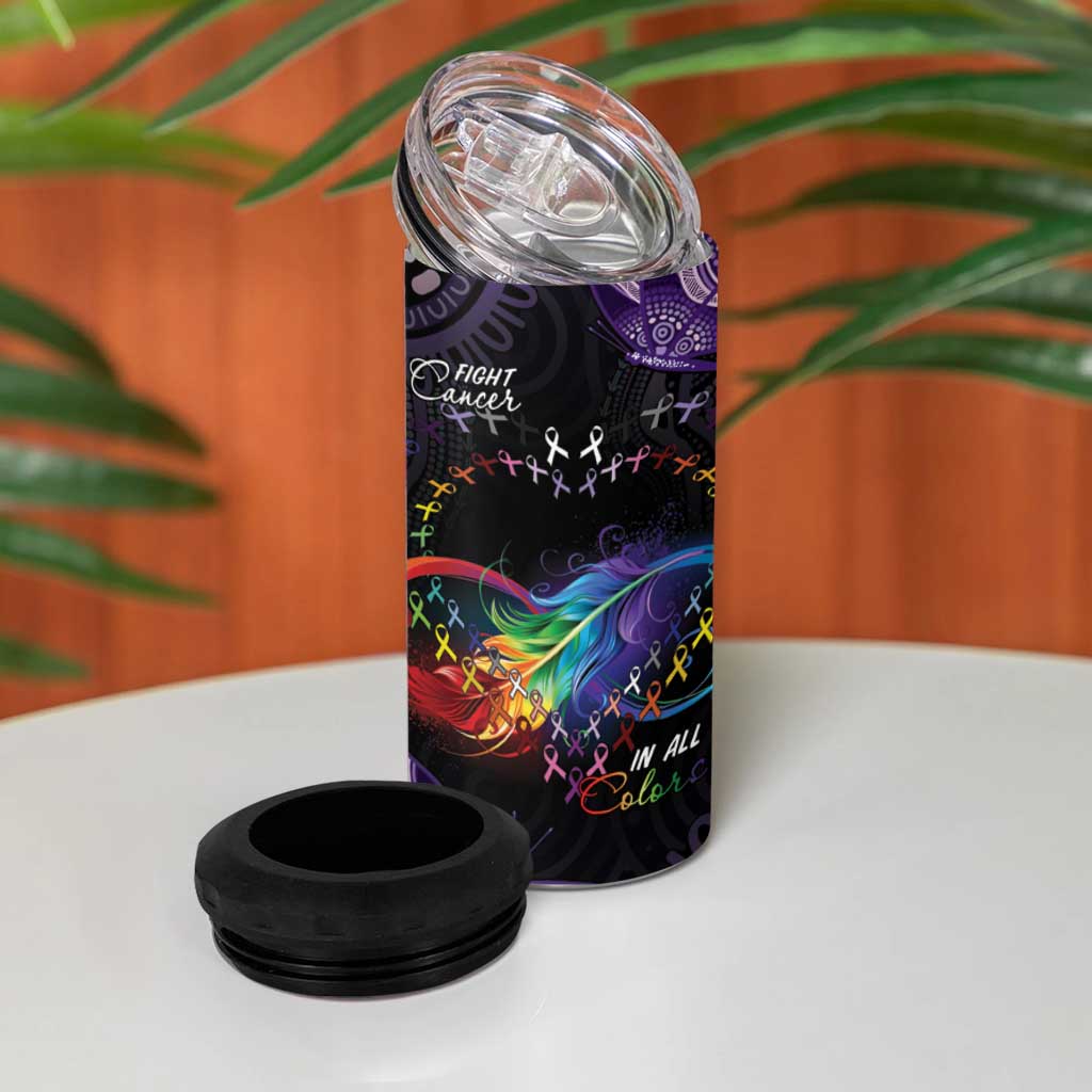 Australia Aboriginal Dot Arts 4 in 1 Can Cooler Tumbler Fight Cancer In All Colors