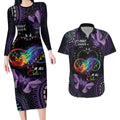 Australia Aboriginal Dot Arts Couples Matching Long Sleeve Bodycon Dress and Hawaiian Shirt Fight Cancer In All Colors