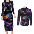 Australia Aboriginal Dot Arts Couples Matching Long Sleeve Bodycon Dress and Long Sleeve Button Shirt Fight Cancer In All Colors