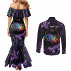 Australia Aboriginal Dot Arts Couples Matching Mermaid Dress and Long Sleeve Button Shirt Fight Cancer In All Colors