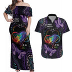 Australia Aboriginal Dot Arts Couples Matching Off Shoulder Maxi Dress and Hawaiian Shirt Fight Cancer In All Colors