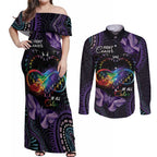 Australia Aboriginal Dot Arts Couples Matching Off Shoulder Maxi Dress and Long Sleeve Button Shirt Fight Cancer In All Colors