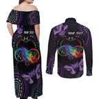 Australia Aboriginal Dot Arts Couples Matching Off Shoulder Maxi Dress and Long Sleeve Button Shirt Fight Cancer In All Colors