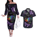 Australia Aboriginal Dot Arts Couples Matching Off The Shoulder Long Sleeve Dress and Hawaiian Shirt Fight Cancer In All Colors