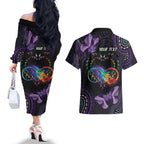 Australia Aboriginal Dot Arts Couples Matching Off The Shoulder Long Sleeve Dress and Hawaiian Shirt Fight Cancer In All Colors