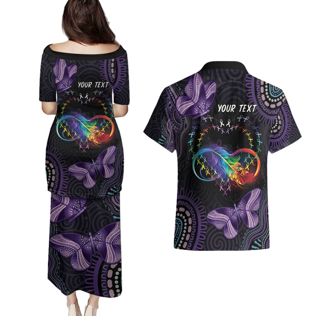 Australia Aboriginal Dot Arts Couples Matching Puletasi and Hawaiian Shirt Fight Cancer In All Colors