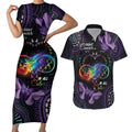 Australia Aboriginal Dot Arts Couples Matching Short Sleeve Bodycon Dress and Hawaiian Shirt Fight Cancer In All Colors