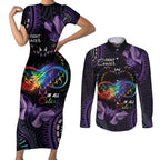 Australia Aboriginal Dot Arts Couples Matching Short Sleeve Bodycon Dress and Long Sleeve Button Shirt Fight Cancer In All Colors
