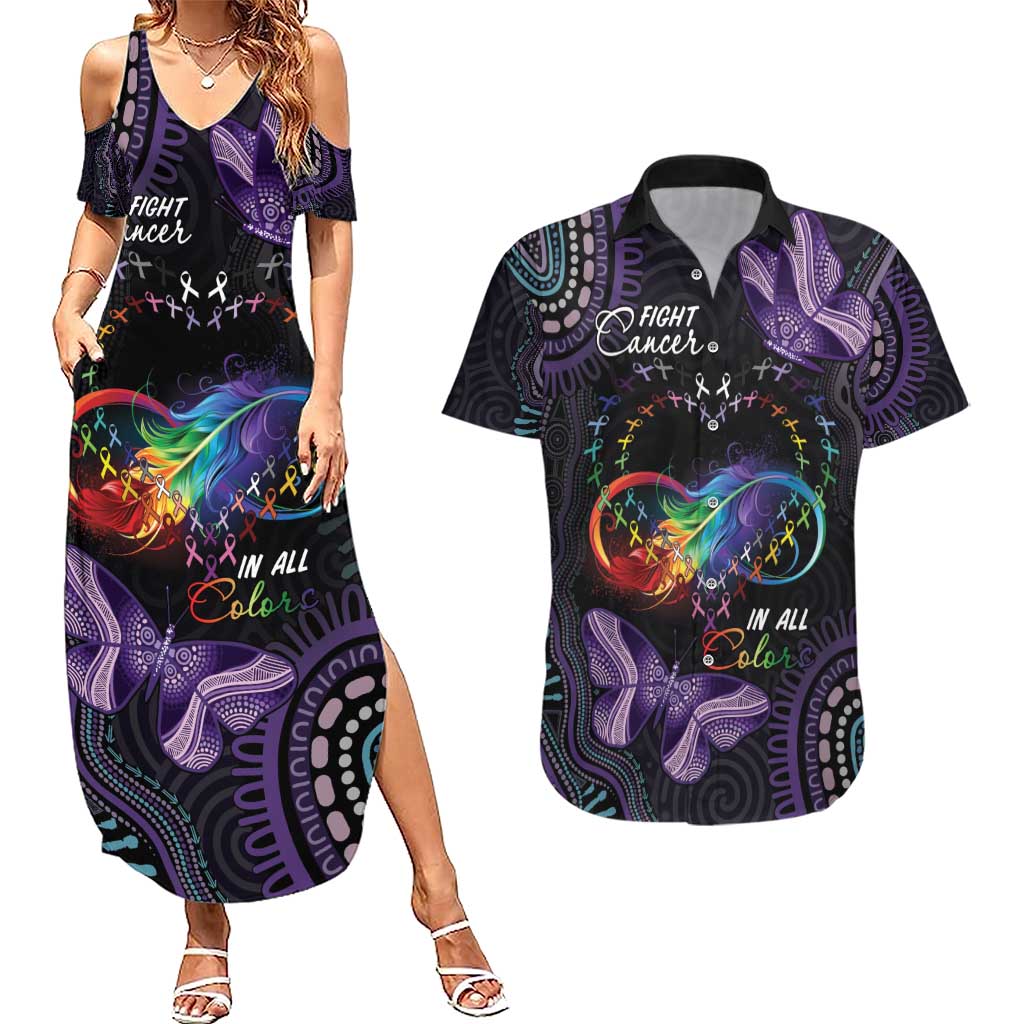 Australia Aboriginal Dot Arts Couples Matching Summer Maxi Dress and Hawaiian Shirt Fight Cancer In All Colors