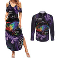 Australia Aboriginal Dot Arts Couples Matching Summer Maxi Dress and Long Sleeve Button Shirt Fight Cancer In All Colors