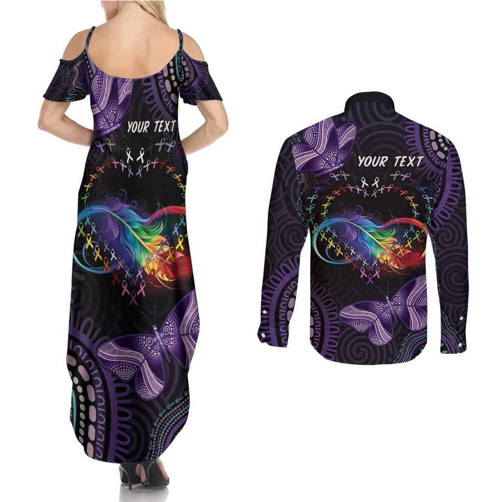 Australia Aboriginal Dot Arts Couples Matching Summer Maxi Dress and Long Sleeve Button Shirt Fight Cancer In All Colors