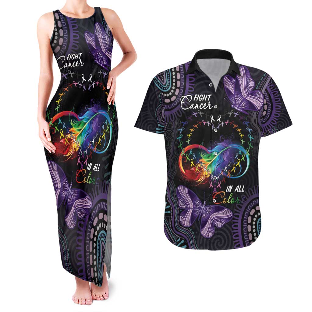 Australia Aboriginal Dot Arts Couples Matching Tank Maxi Dress and Hawaiian Shirt Fight Cancer In All Colors