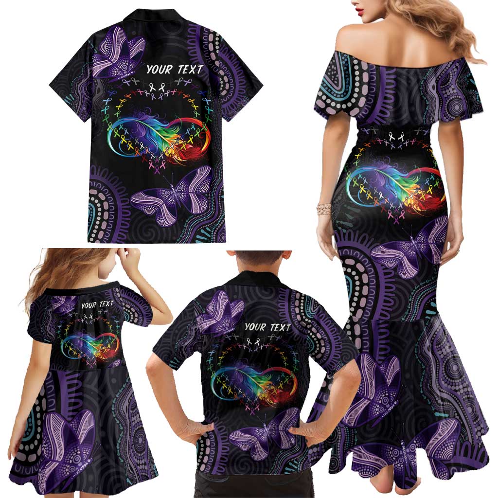 Australia Aboriginal Dot Arts Family Matching Mermaid Dress and Hawaiian Shirt Fight Cancer In All Colors