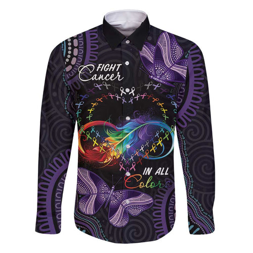Australia Aboriginal Dot Arts Family Matching Off Shoulder Short Dress and Hawaiian Shirt Fight Cancer In All Colors
