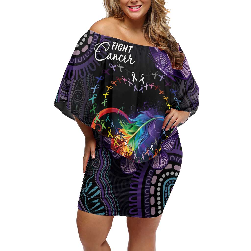 Australia Aboriginal Dot Arts Family Matching Off Shoulder Short Dress and Hawaiian Shirt Fight Cancer In All Colors