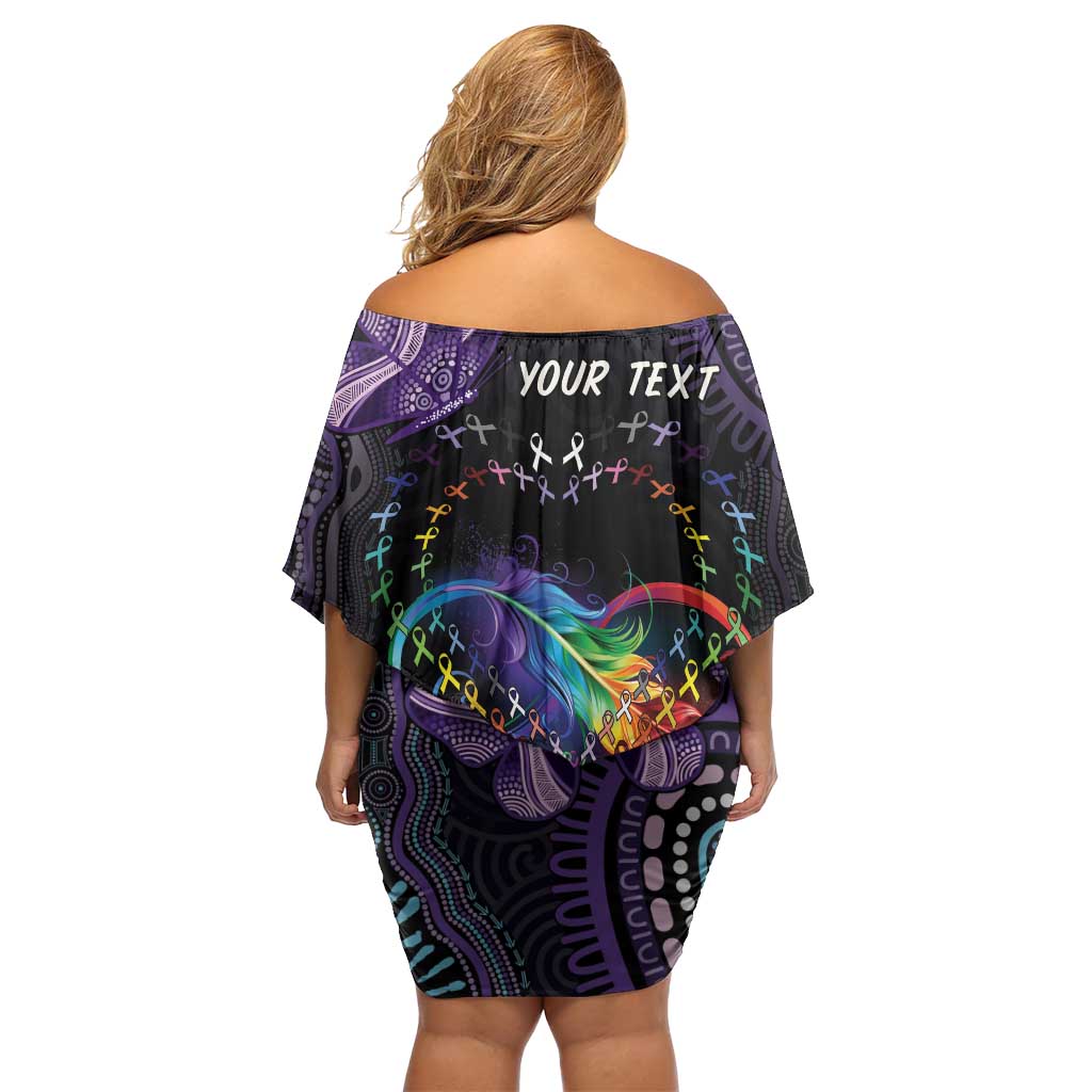 Australia Aboriginal Dot Arts Family Matching Off Shoulder Short Dress and Hawaiian Shirt Fight Cancer In All Colors
