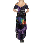 Australia Aboriginal Dot Arts Family Matching Summer Maxi Dress and Hawaiian Shirt Fight Cancer In All Colors