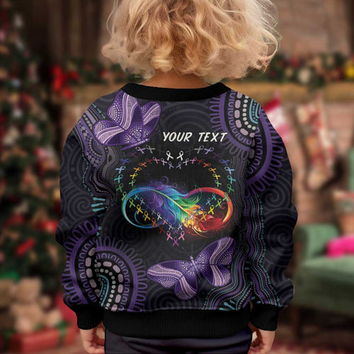 Australia Aboriginal Dot Arts Personalized Kid Ugly Christmas Sweater Fight Cancer In All Colors