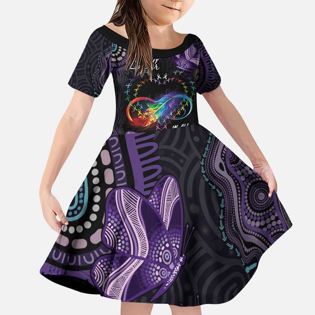 Australia Aboriginal Dot Arts Kid Short Sleeve Dress Fight Cancer In All Colors