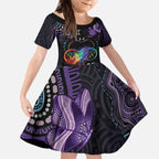 Australia Aboriginal Dot Arts Kid Short Sleeve Dress Fight Cancer In All Colors