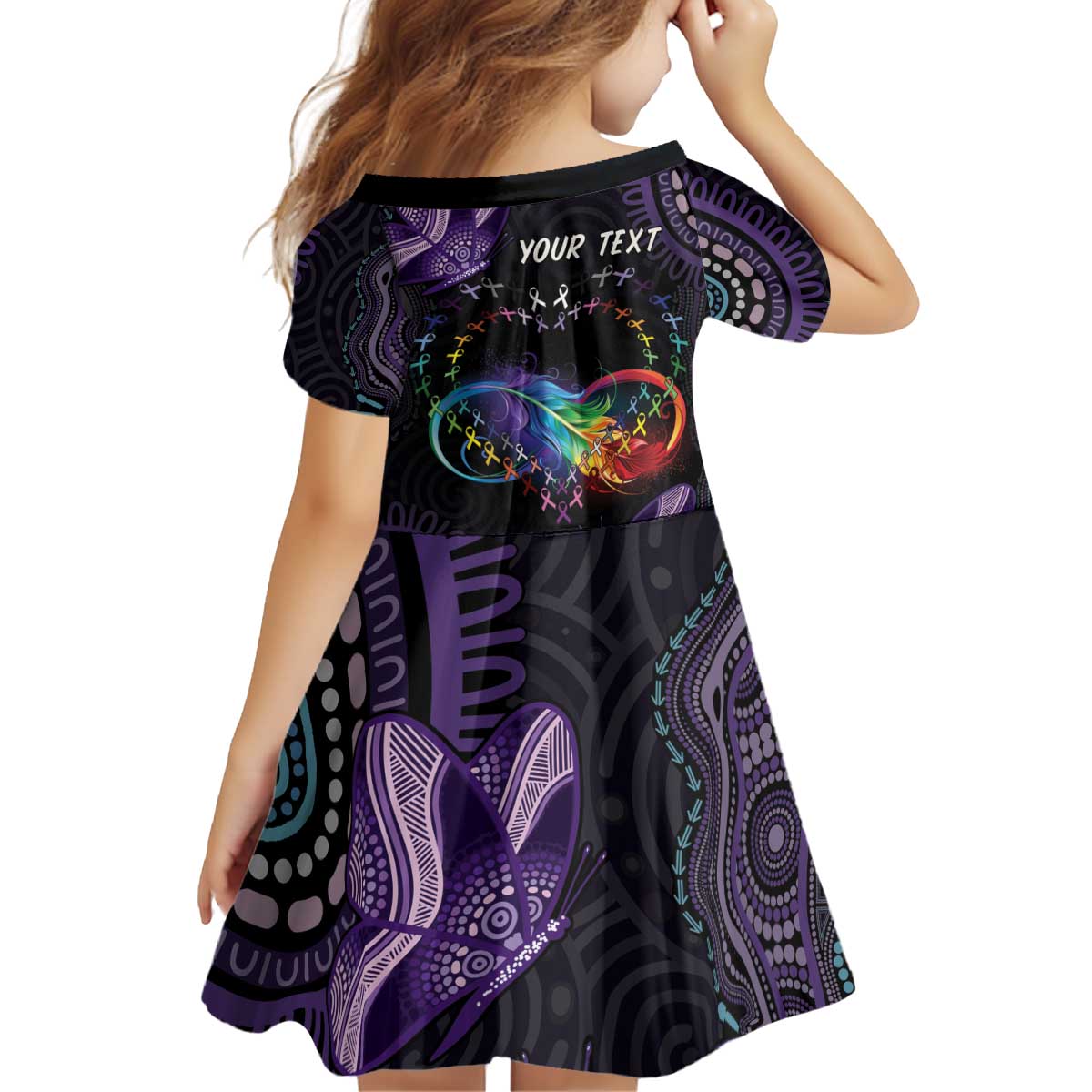 Australia Aboriginal Dot Arts Kid Short Sleeve Dress Fight Cancer In All Colors
