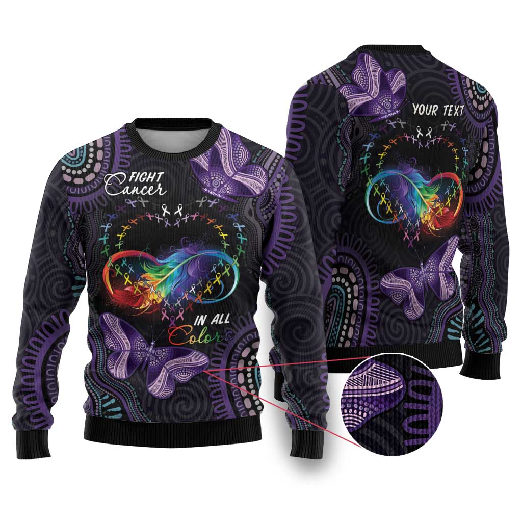 Australia Aboriginal Dot Arts Personalized Ugly Christmas Sweater Fight Cancer In All Colors