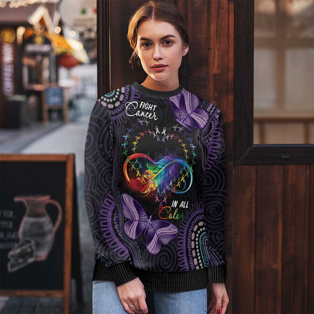 Australia Aboriginal Dot Arts Personalized Ugly Christmas Sweater Fight Cancer In All Colors