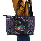 Australia Aboriginal Dot Arts Leather Tote Bag Fight Cancer In All Colors