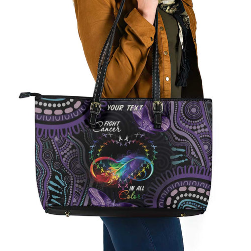 Australia Aboriginal Dot Arts Leather Tote Bag Fight Cancer In All Colors