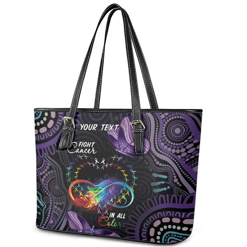Australia Aboriginal Dot Arts Leather Tote Bag Fight Cancer In All Colors
