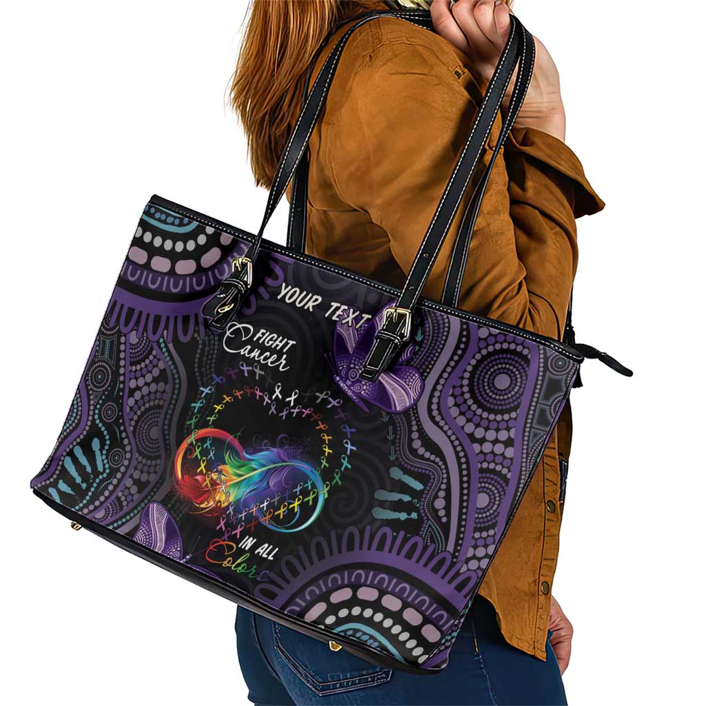 Australia Aboriginal Dot Arts Leather Tote Bag Fight Cancer In All Colors