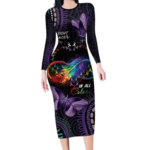 Australia Aboriginal Dot Arts Long Sleeve Bodycon Dress Fight Cancer In All Colors