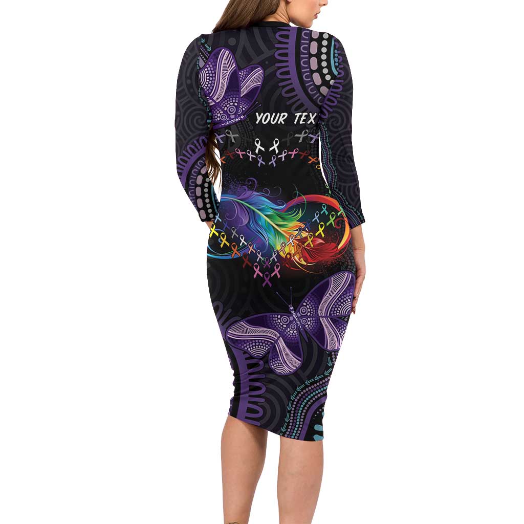 Australia Aboriginal Dot Arts Long Sleeve Bodycon Dress Fight Cancer In All Colors