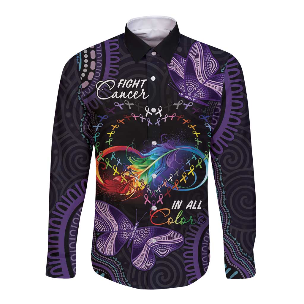 Australia Aboriginal Dot Arts Long Sleeve Button Shirt Fight Cancer In All Colors