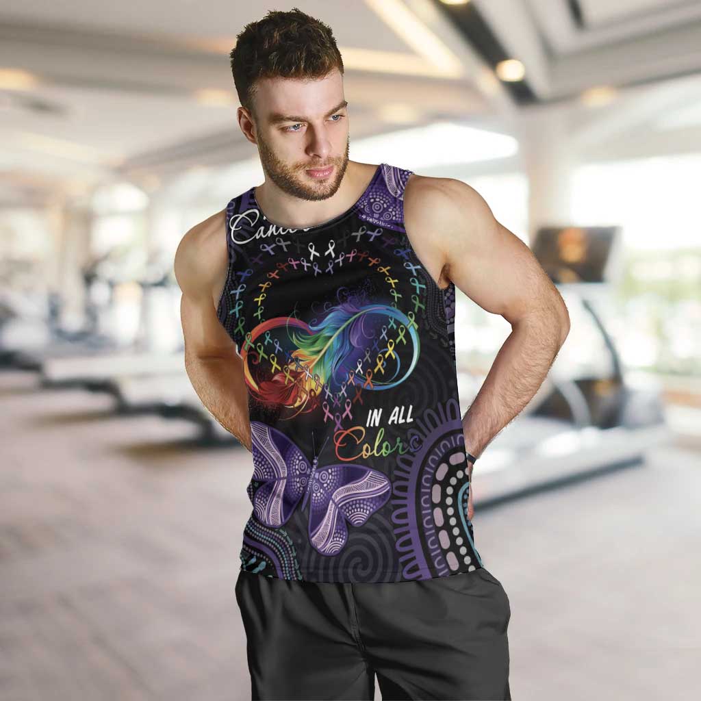 Australia Aboriginal Dot Arts Men Tank Top Fight Cancer In All Colors