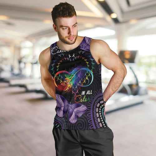 Australia Aboriginal Dot Arts Men Tank Top Fight Cancer In All Colors