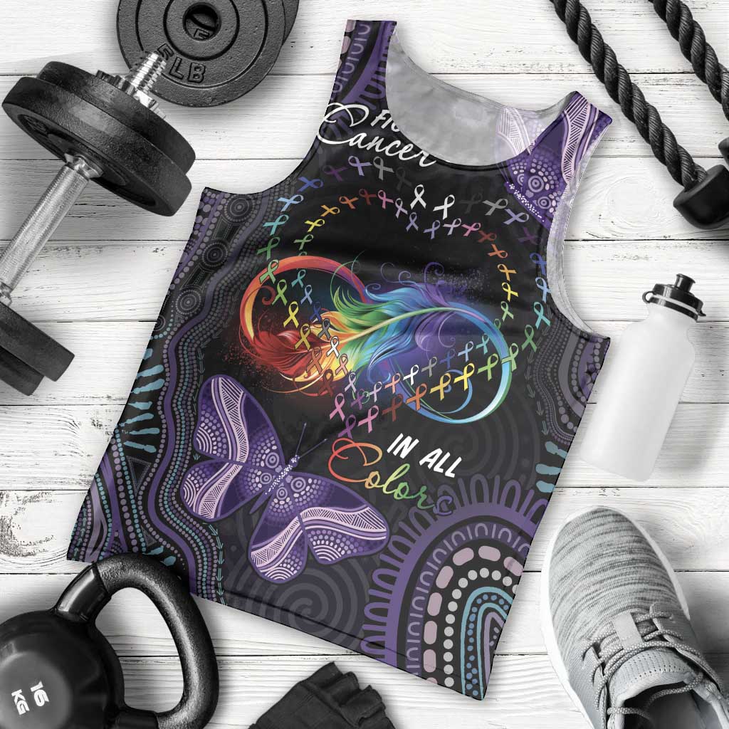 Australia Aboriginal Dot Arts Men Tank Top Fight Cancer In All Colors