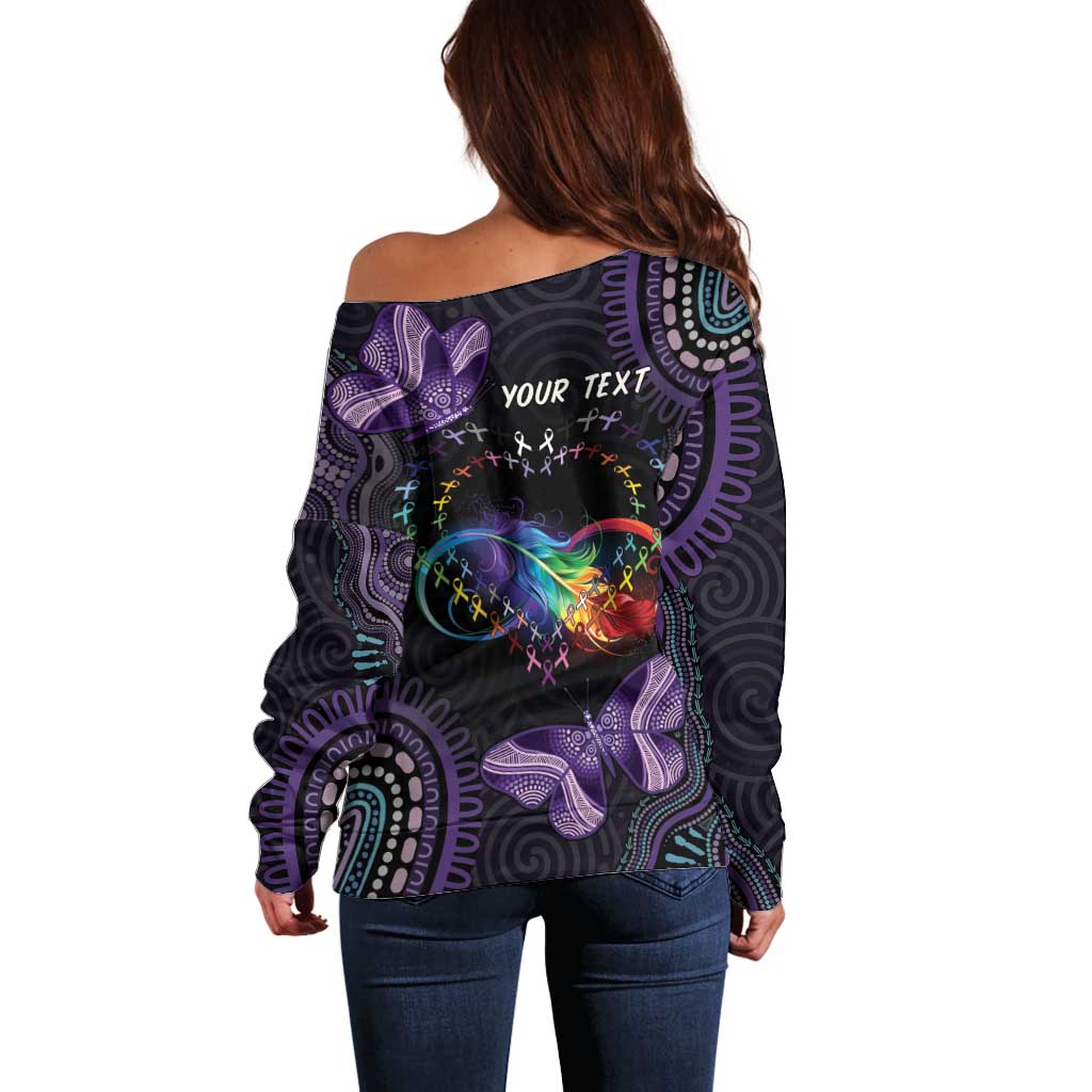 Australia Aboriginal Dot Arts Off Shoulder Sweater Fight Cancer In All Colors